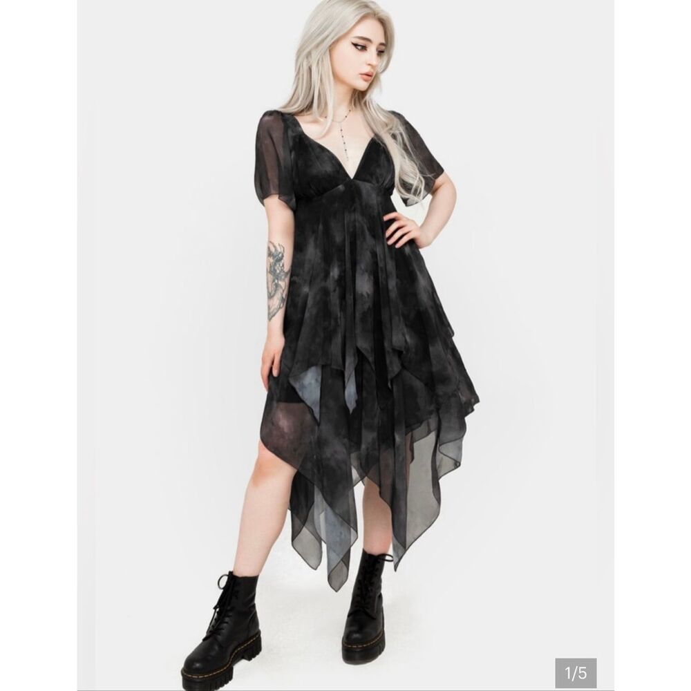 Disturbia Tempest Layered Midi Dress Size 8 Witchy Goth Fairy Whimsigoth Grunge